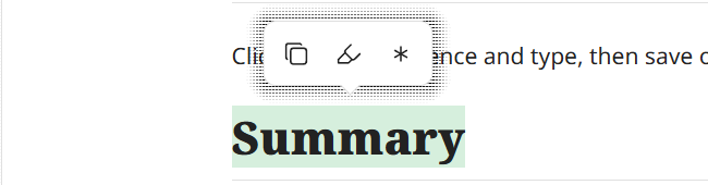 The same highlighted heading on a locked page, with the bar over it holding three buttons only: copy, highlight and annotate The same highlighted heading on a locked page, with the bar over it holding three buttons only: copy, highlight and annotate