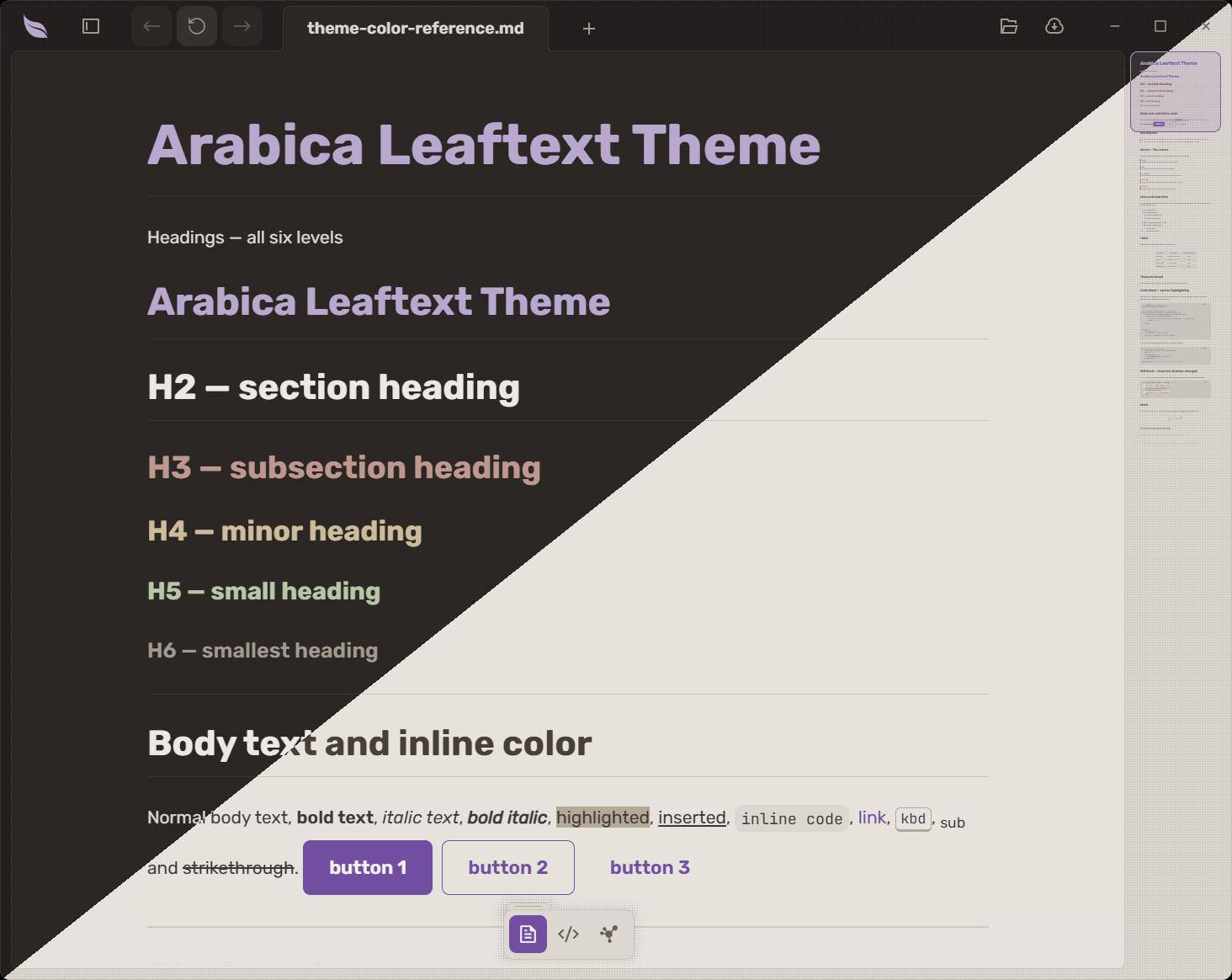 Arabica — the same document in the light and dark variants Arabica — the same document in the light and dark variants