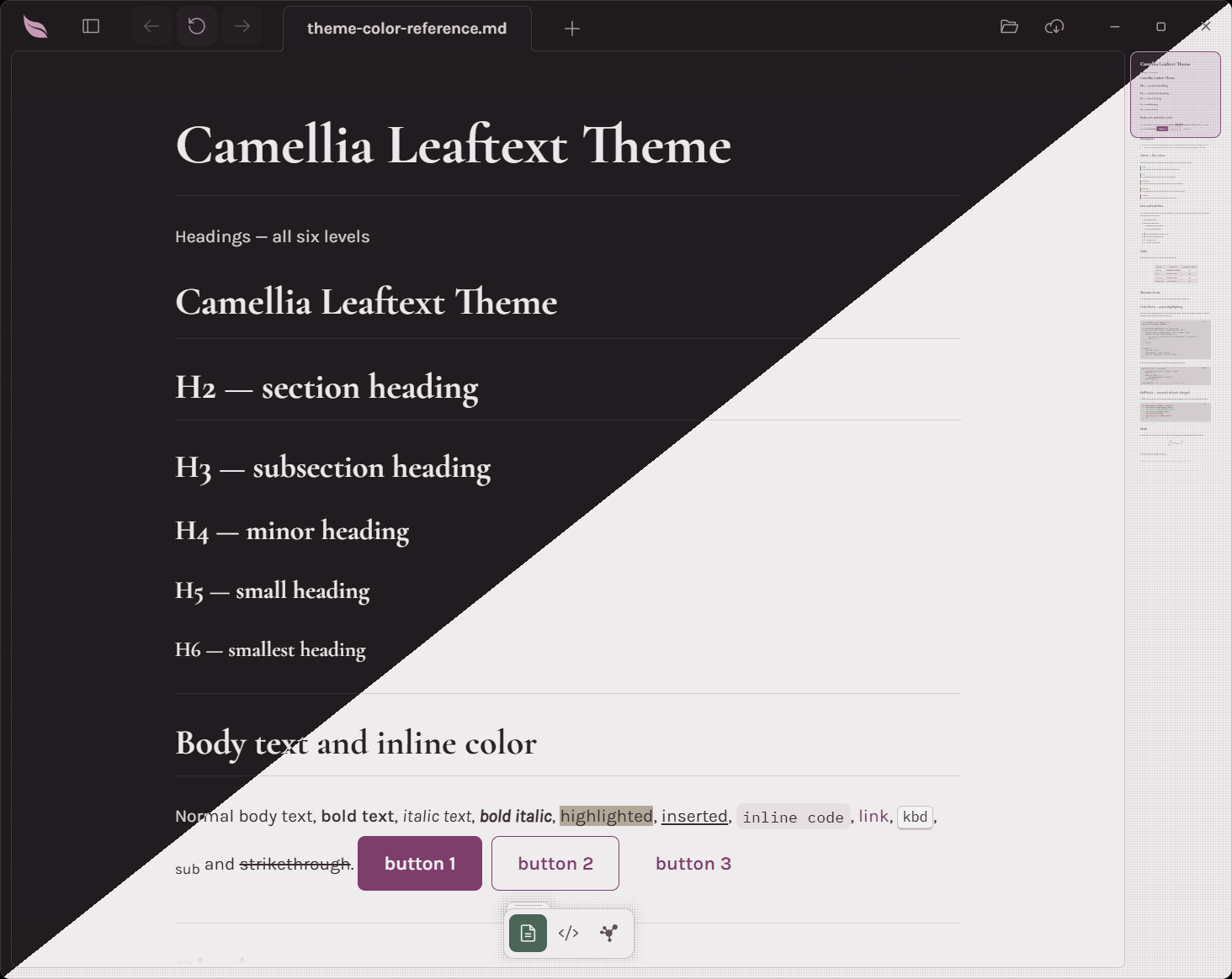 Camellia — the same document in the light and dark variants Camellia — the same document in the light and dark variants