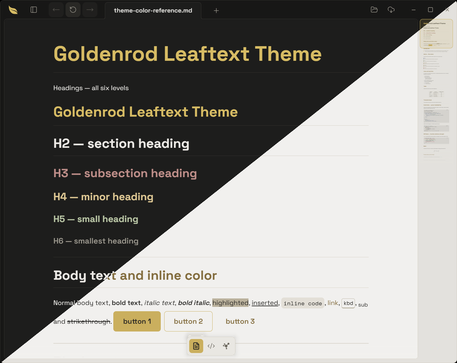 Goldenrod — the same document in the light and dark variants Goldenrod — the same document in the light and dark variants