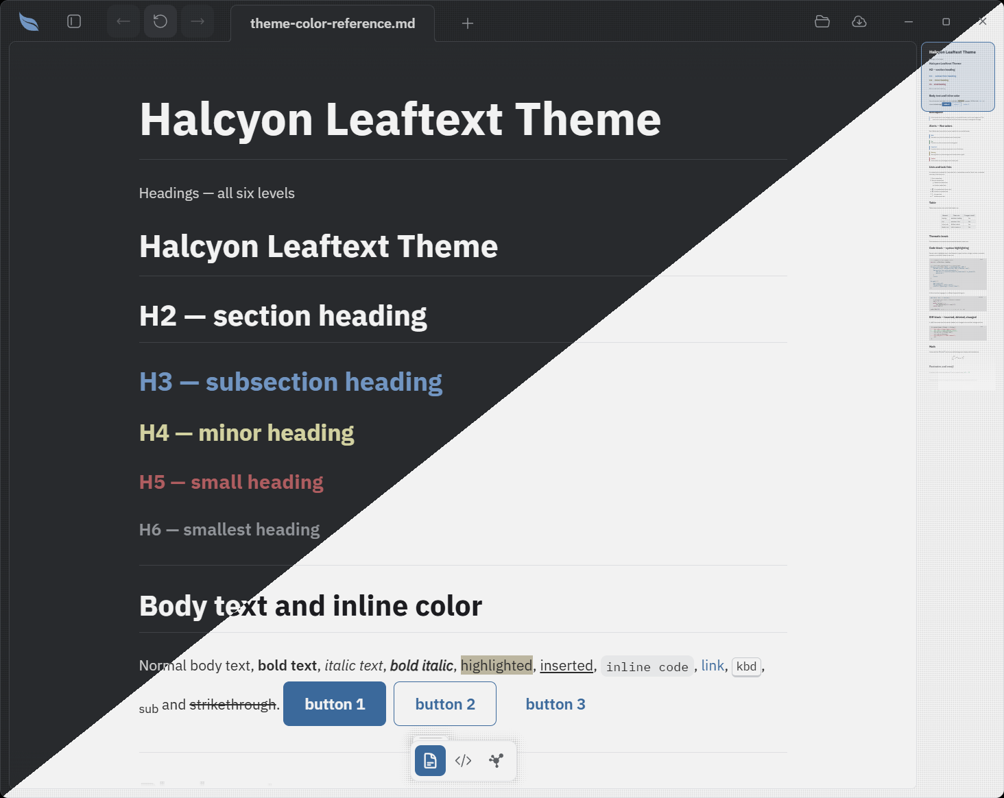 Halcyon — the same document in the light and dark variants Halcyon — the same document in the light and dark variants