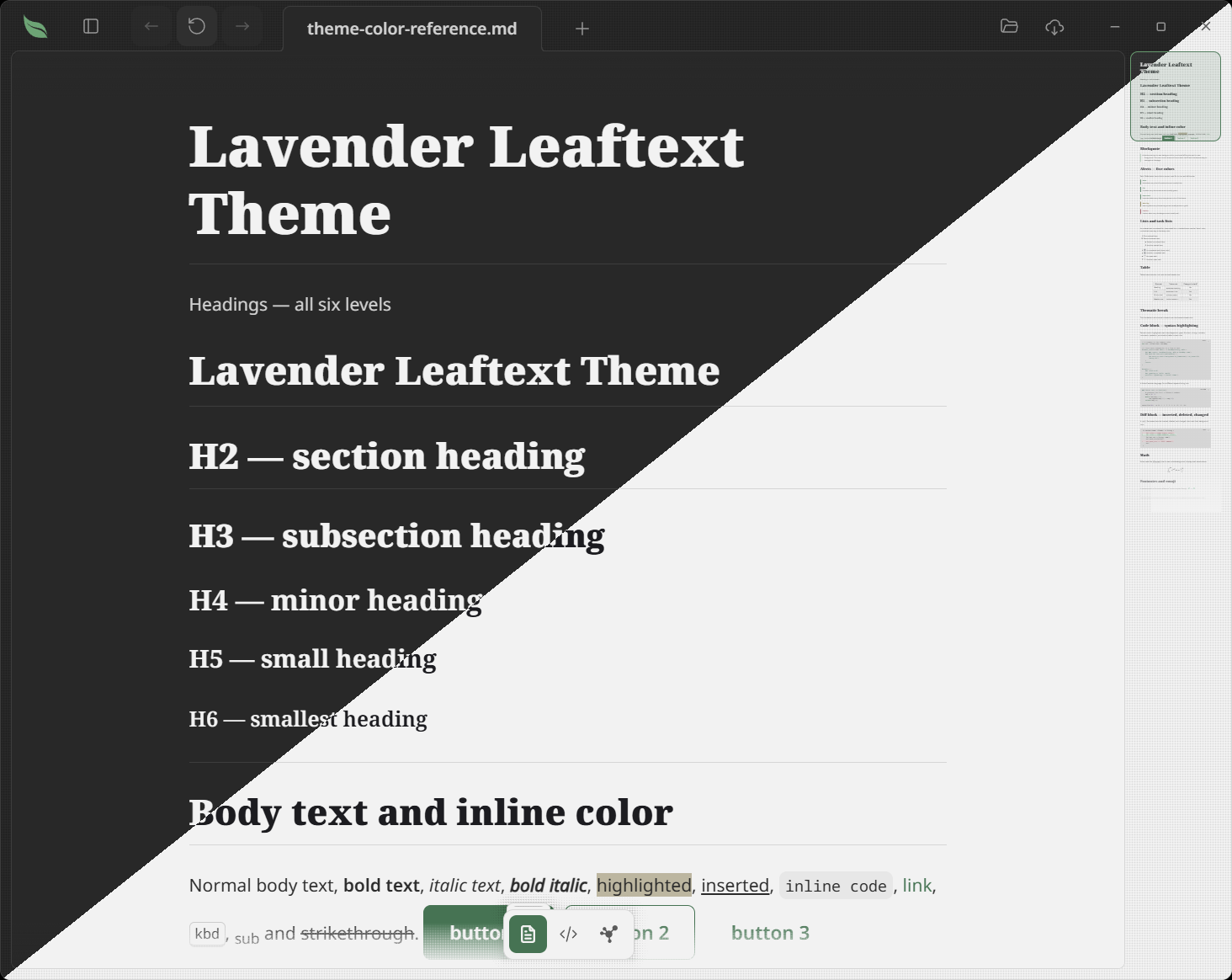 Lavender — the same document in the light and dark variants Lavender — the same document in the light and dark variants